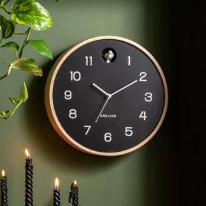 Natural Cuckoo Wall Clock 31cm – Black